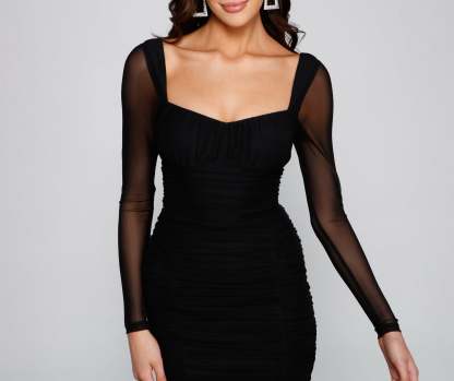 Sweet And Stylish Mesh Mini Dress - Lady Occasions