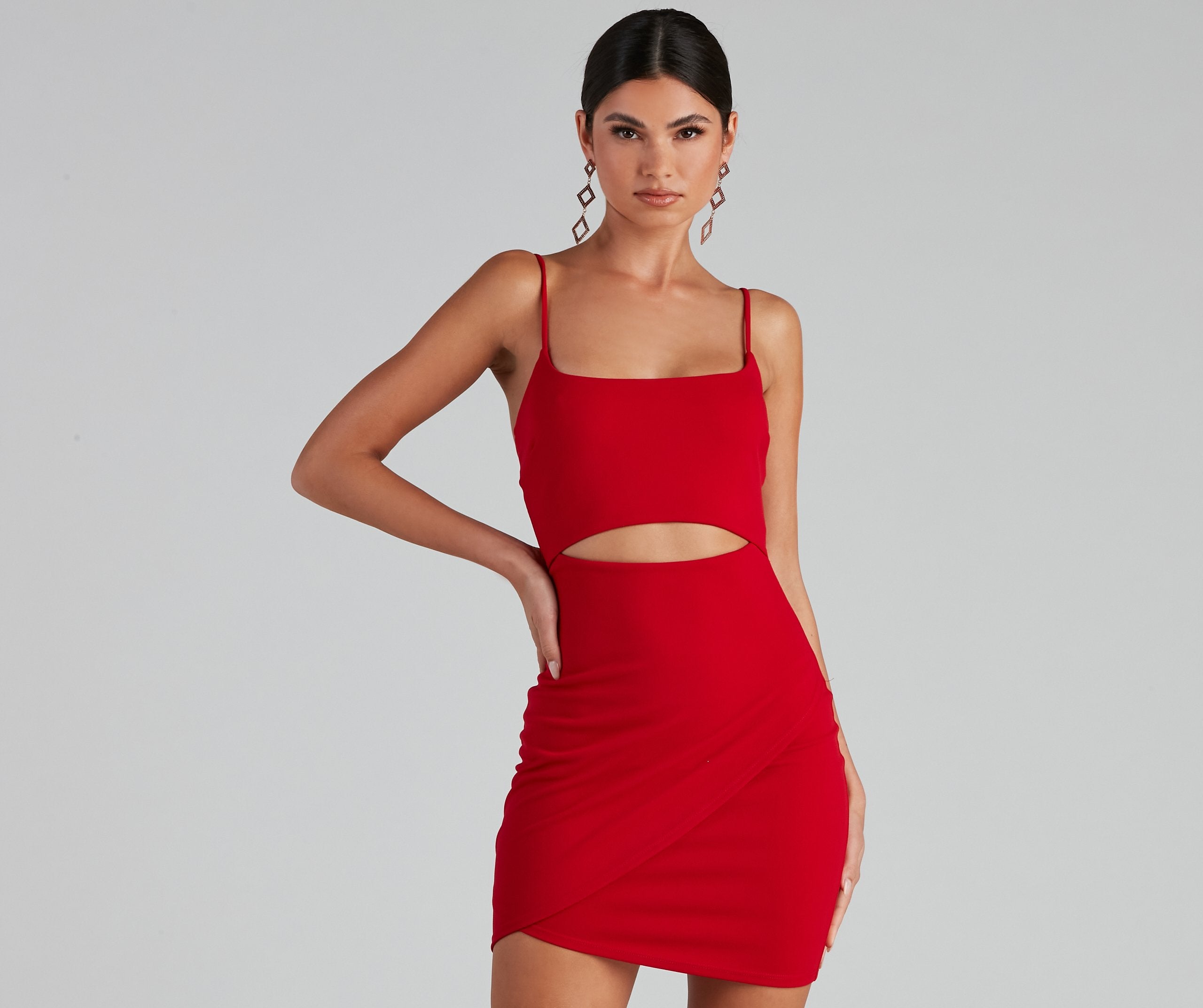 In The Club Square Neck Cutout Dress - Lady Occasions