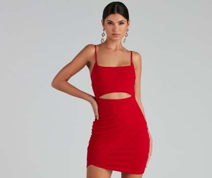 In The Club Square Neck Cutout Dress - Lady Occasions