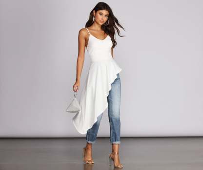 Pretty In Peplum High Low Top - Lady Occasions