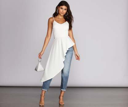 Pretty In Peplum High Low Top - Lady Occasions