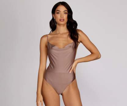 On It Cowl Neck Bodysuit - Lady Occasions