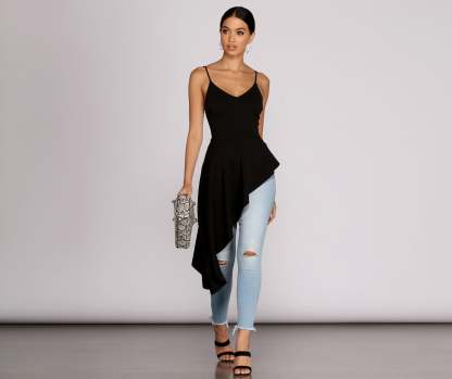 Pretty In Peplum High Low Top - Lady Occasions