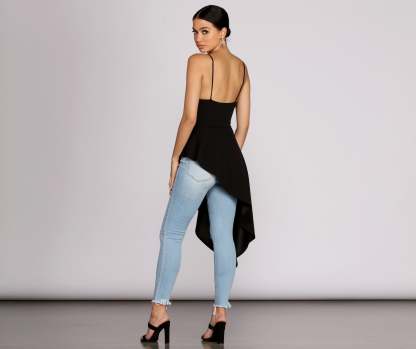 Pretty In Peplum High Low Top - Lady Occasions