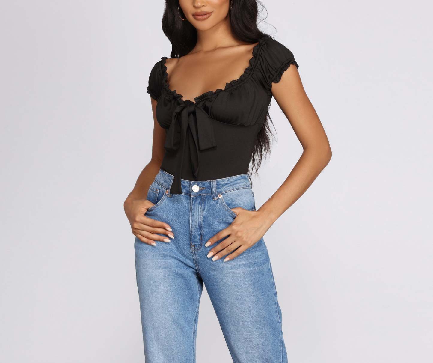 Be Honest Ruched Tie Front Top - Lady Occasions