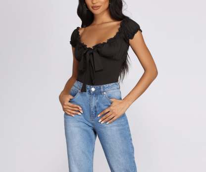 Be Honest Ruched Tie Front Top - Lady Occasions