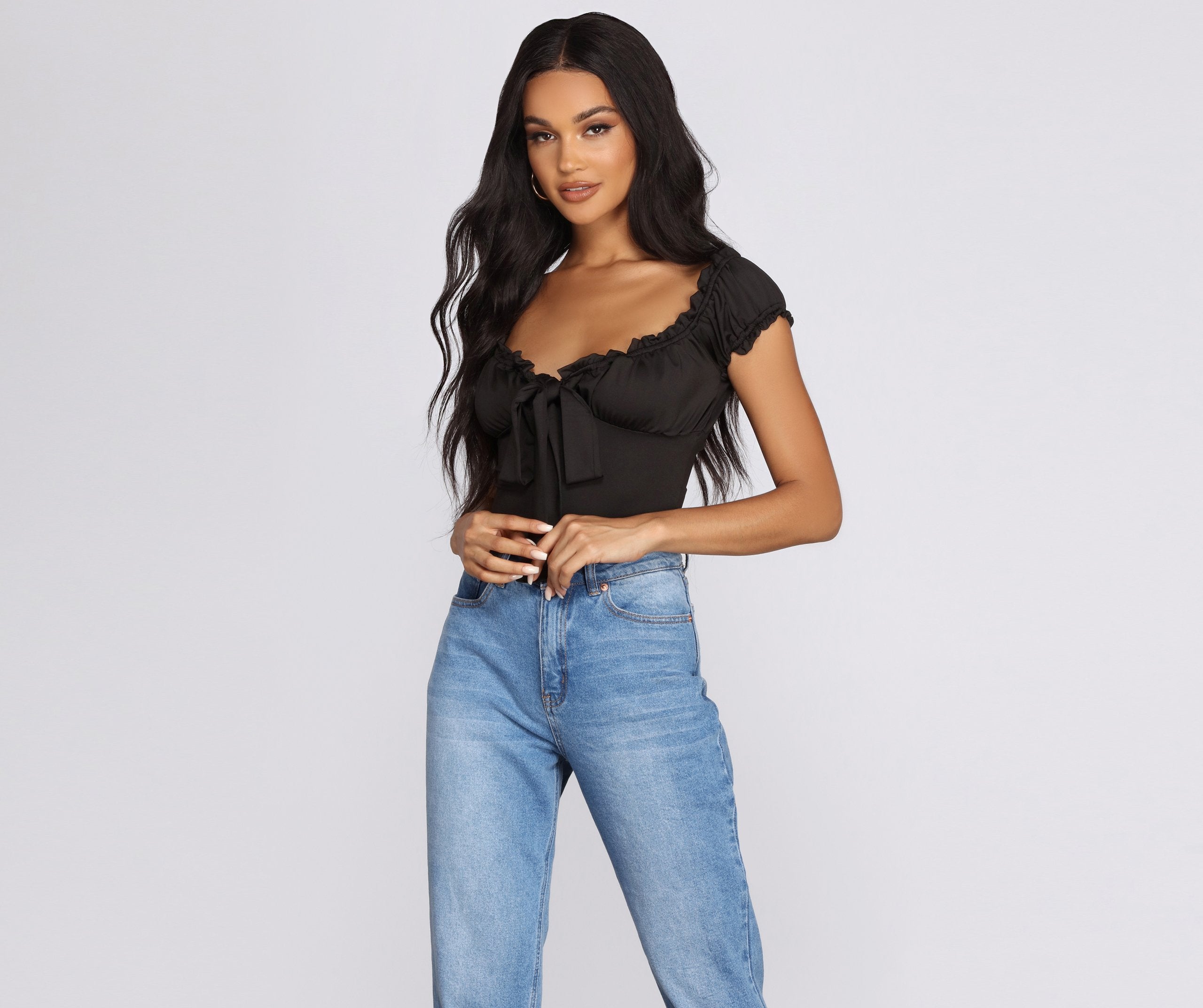 Be Honest Ruched Tie Front Top - Lady Occasions