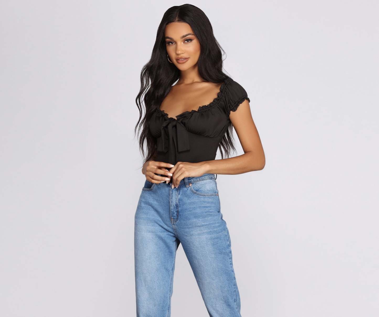 Be Honest Ruched Tie Front Top - Lady Occasions