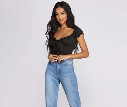 Be Honest Ruched Tie Front Top - Lady Occasions