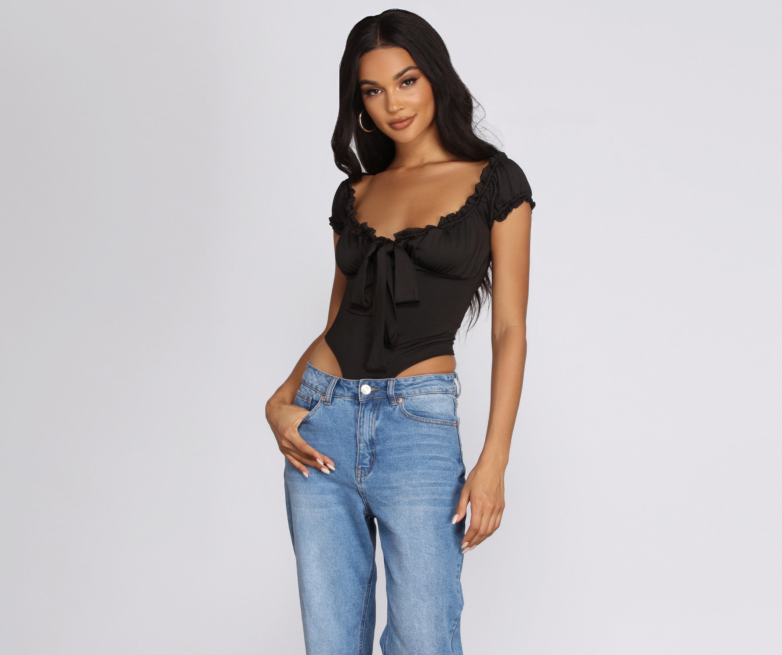 Be Honest Ruched Tie Front Top - Lady Occasions