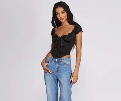 Be Honest Ruched Tie Front Top - Lady Occasions