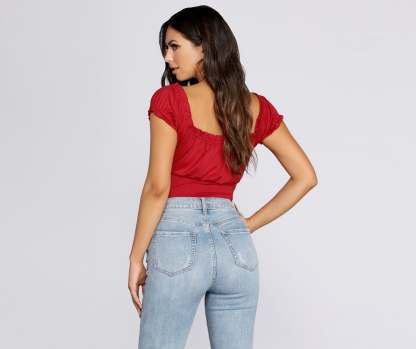 Be Honest Ruched Tie Front Top - Lady Occasions