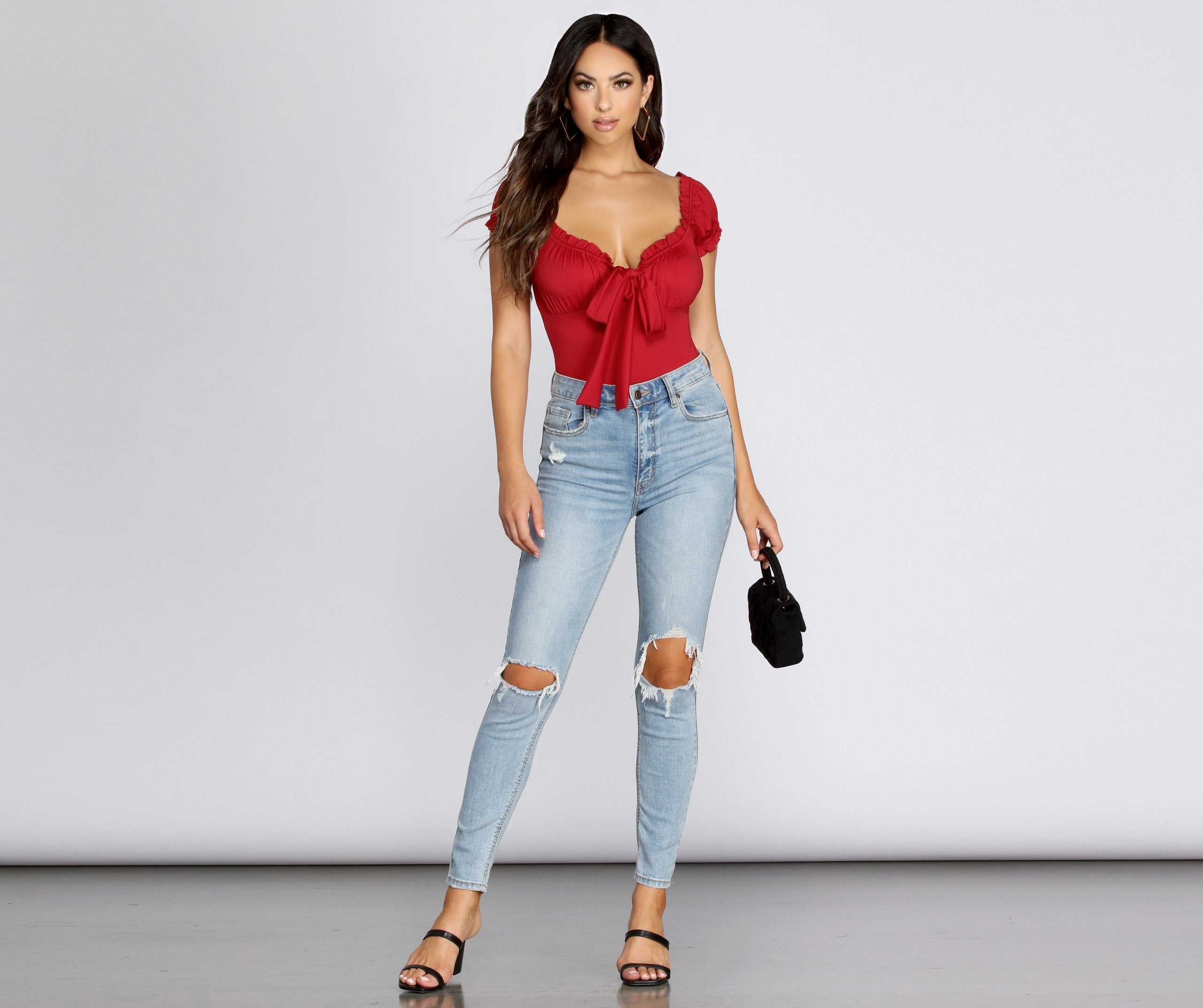 Be Honest Ruched Tie Front Top - Lady Occasions