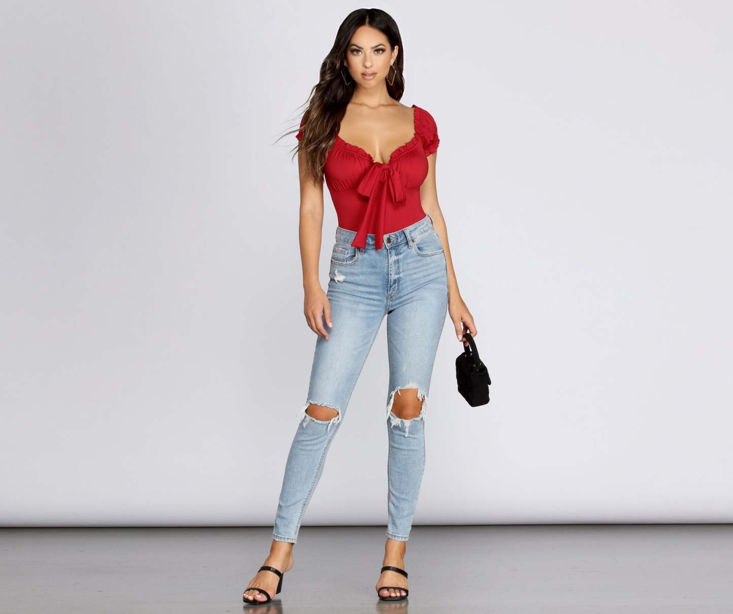 Be Honest Ruched Tie Front Top - Lady Occasions