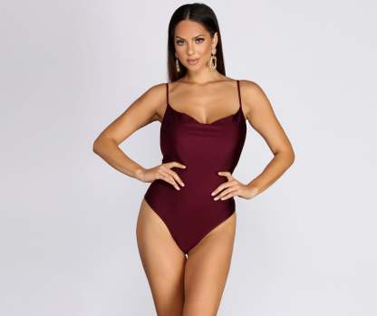 On It Cowl Neck Bodysuit - Lady Occasions