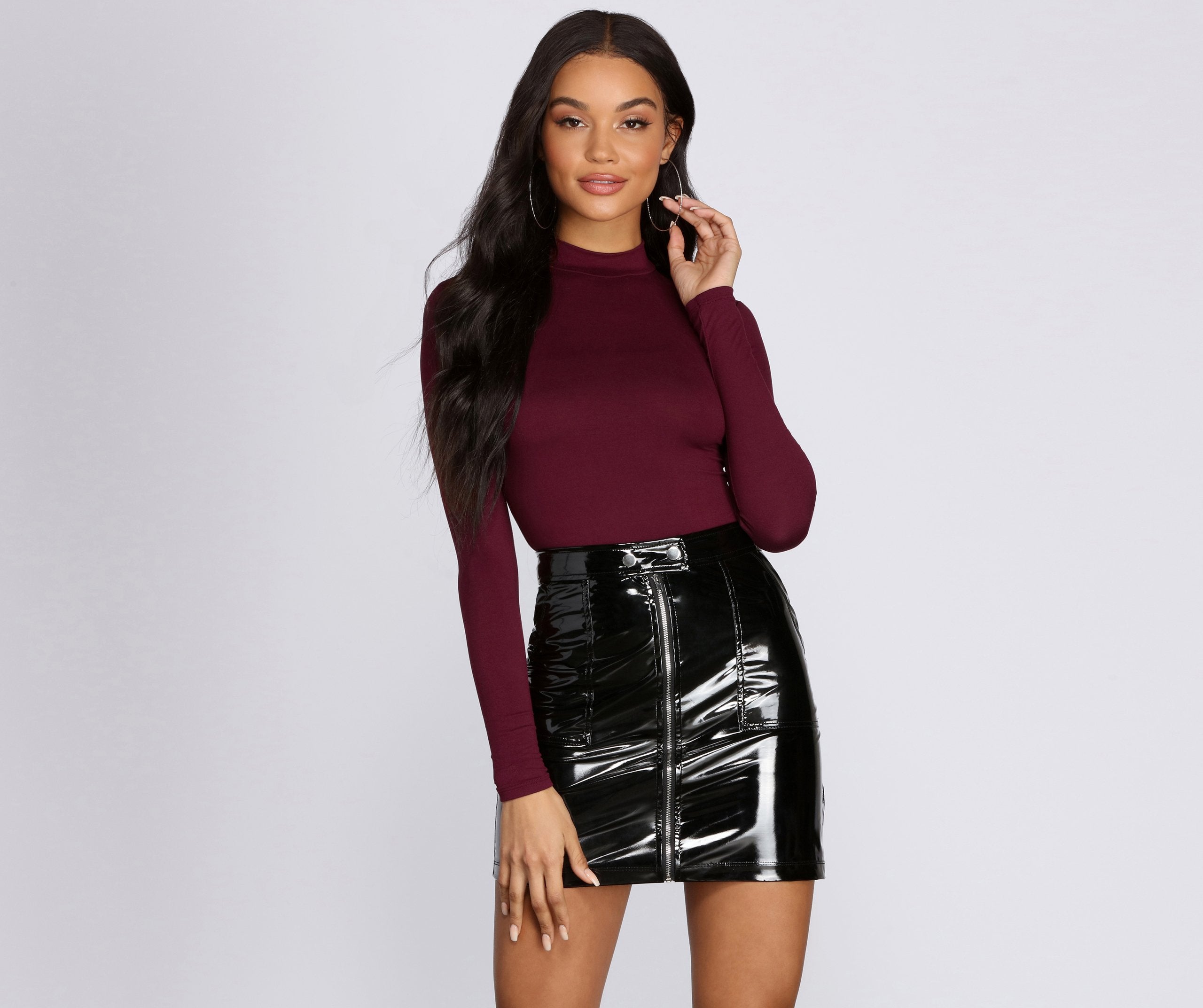 Mock Neck Basic Bodysuit - Lady Occasions