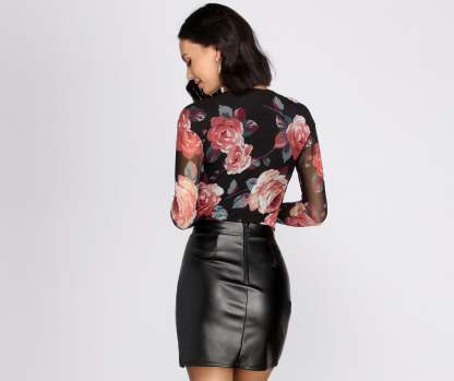 Fresh In Floral Mesh Bodysuit - Lady Occasions