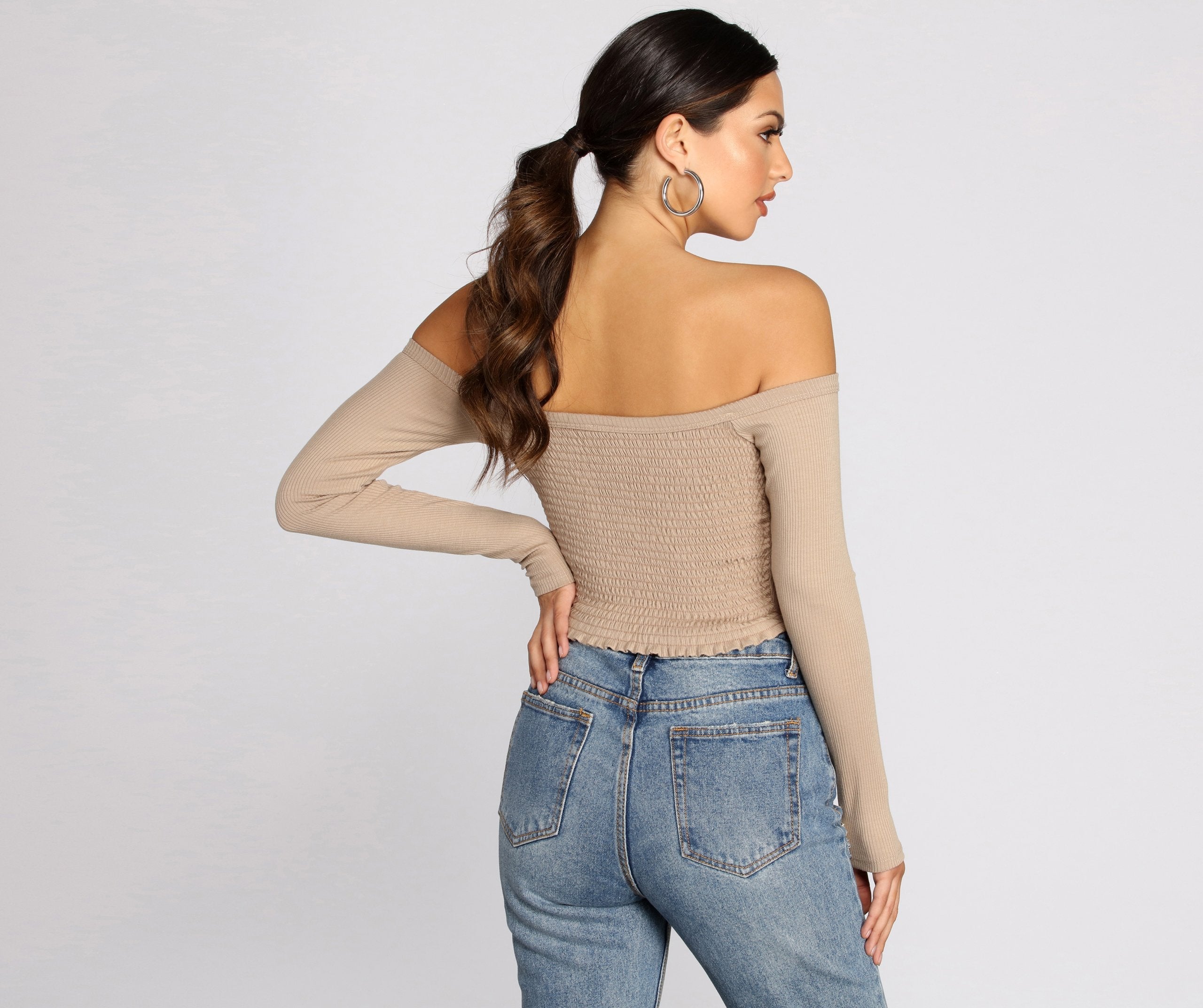 Off The Shoulder Ribbed Top - Lady Occasions