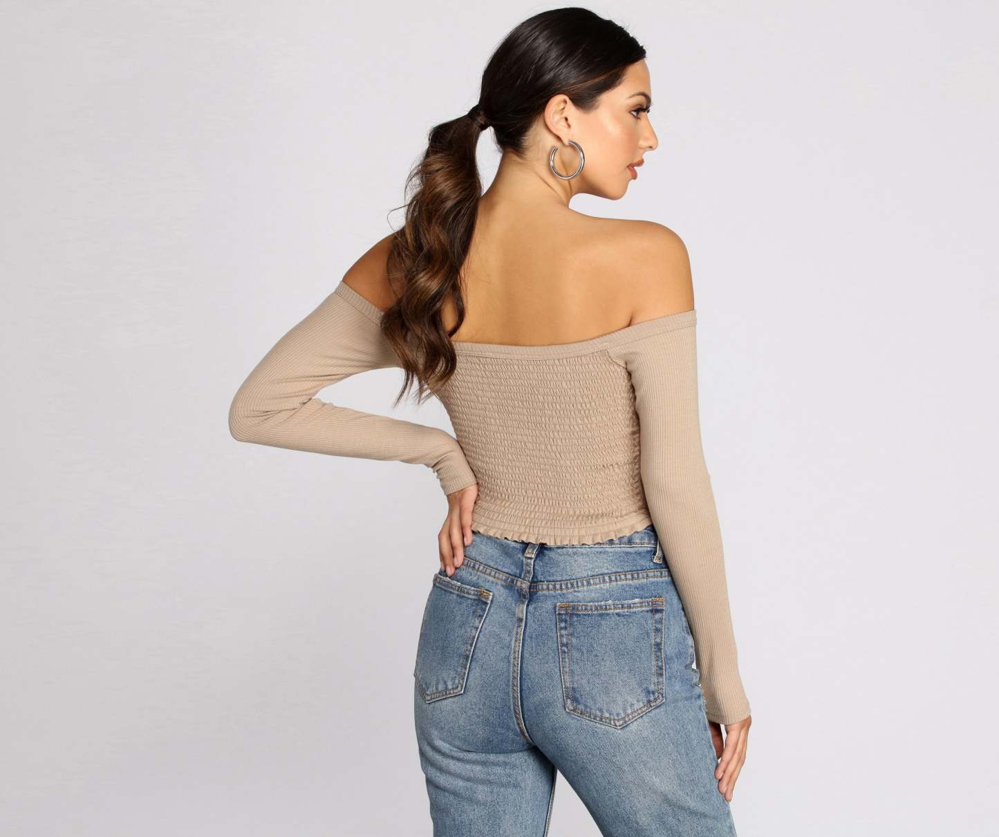 Off The Shoulder Ribbed Top - Lady Occasions