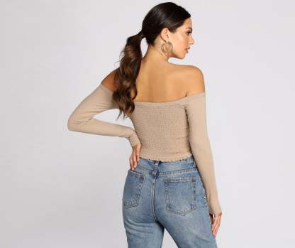 Off The Shoulder Ribbed Top - Lady Occasions