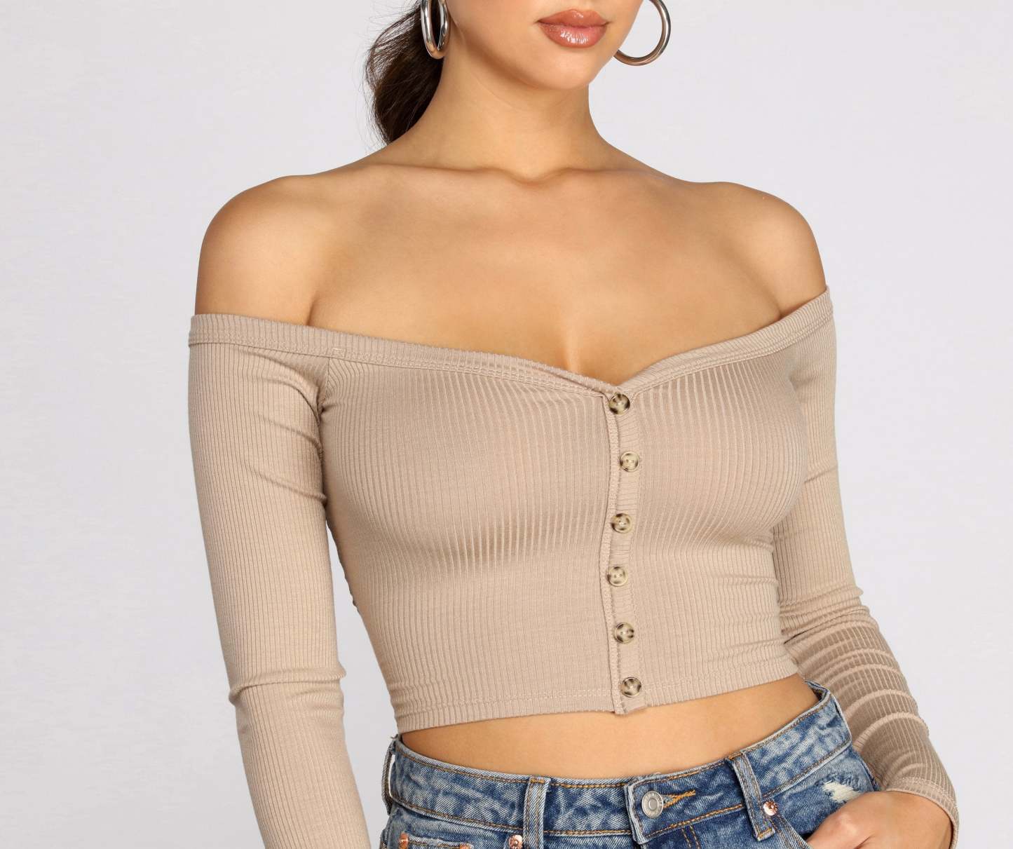 Off The Shoulder Ribbed Top - Lady Occasions