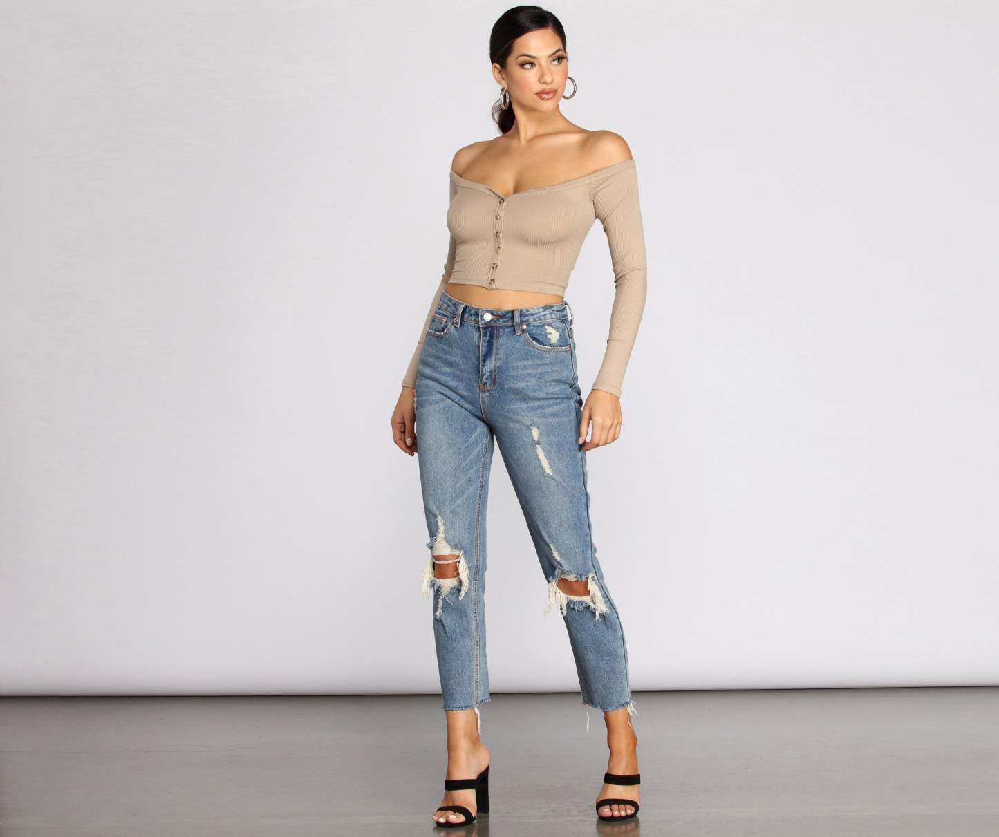Off The Shoulder Ribbed Top - Lady Occasions