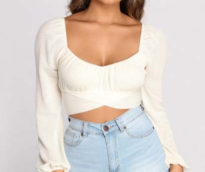 Tied Up Cropped Knit Top - Lady Occasions