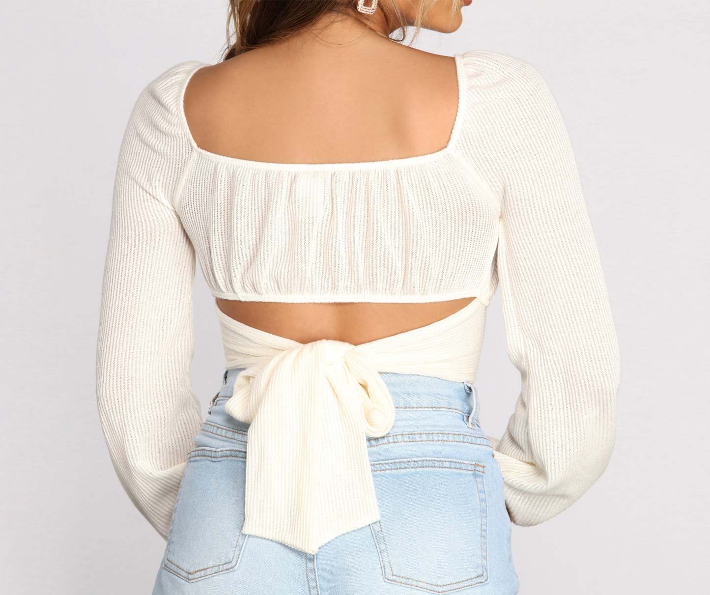 Tied Up Cropped Knit Top - Lady Occasions