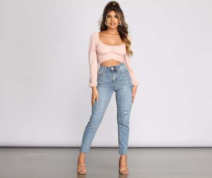 Tied Up Cropped Knit Top - Lady Occasions