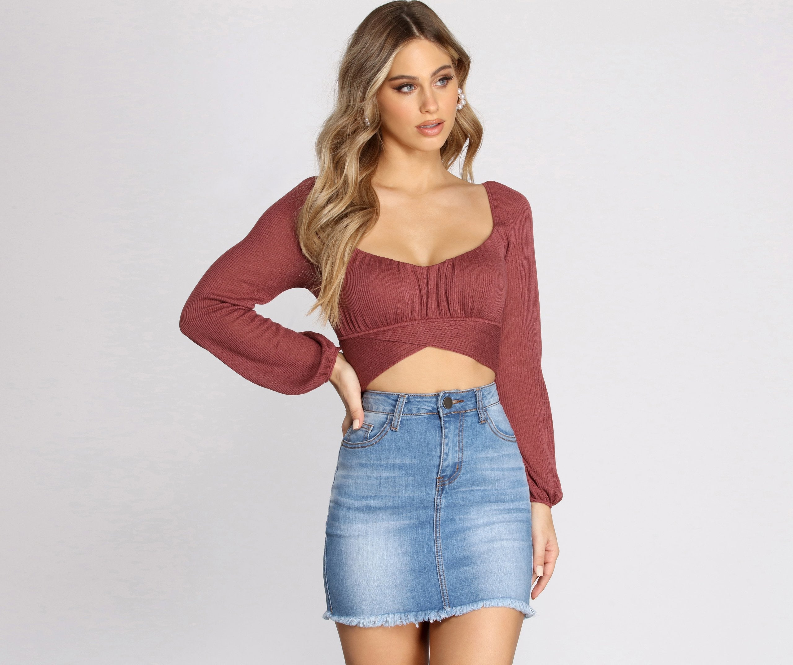 Tied Up Cropped Knit Top - Lady Occasions