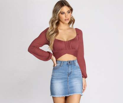 Tied Up Cropped Knit Top - Lady Occasions