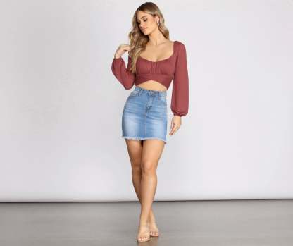 Tied Up Cropped Knit Top - Lady Occasions