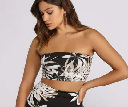 Tropical Palm Leaf Tube Top - Lady Occasions