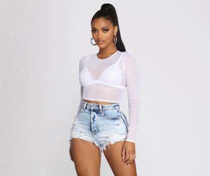 In A Mesh Mood Crop Top - Lady Occasions