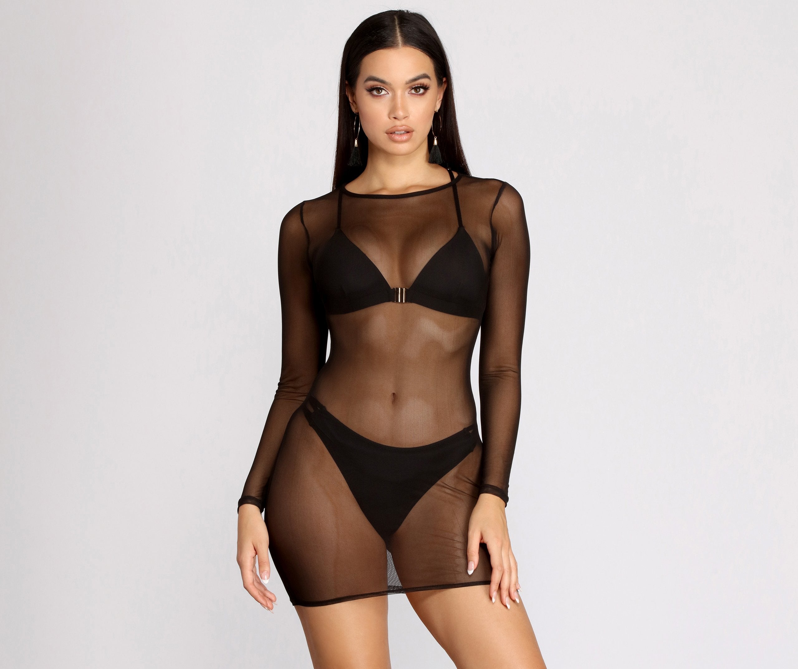 Clearly Meant For You Sheer Mesh Tunic - Lady Occasions