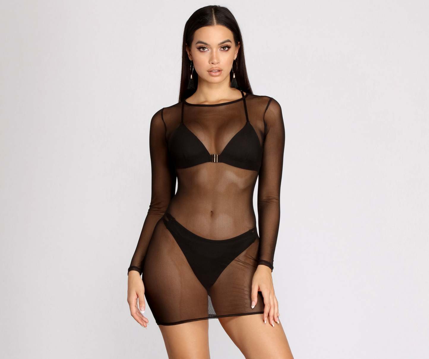 Clearly Meant For You Sheer Mesh Tunic - Lady Occasions