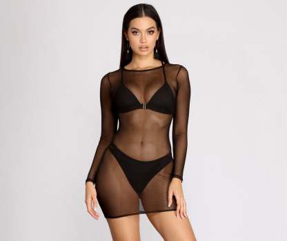 Clearly Meant For You Sheer Mesh Tunic - Lady Occasions