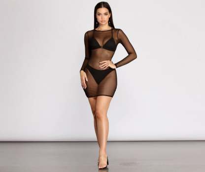 Clearly Meant For You Sheer Mesh Tunic - Lady Occasions