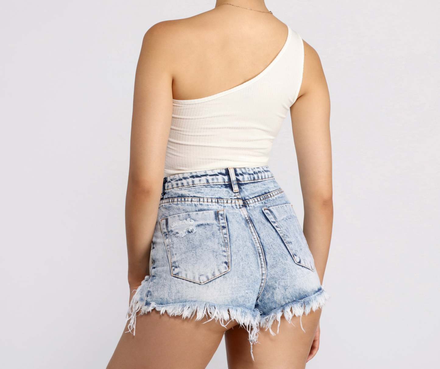 One Shoulder Tie Waist Crop Top - Lady Occasions