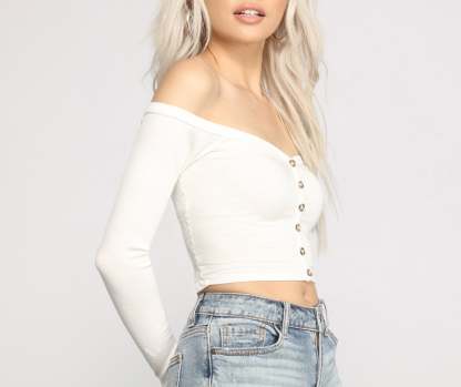 Off The Shoulder Ribbed Top - Lady Occasions