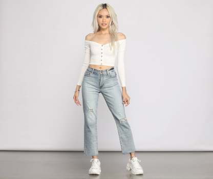 Off The Shoulder Ribbed Top - Lady Occasions