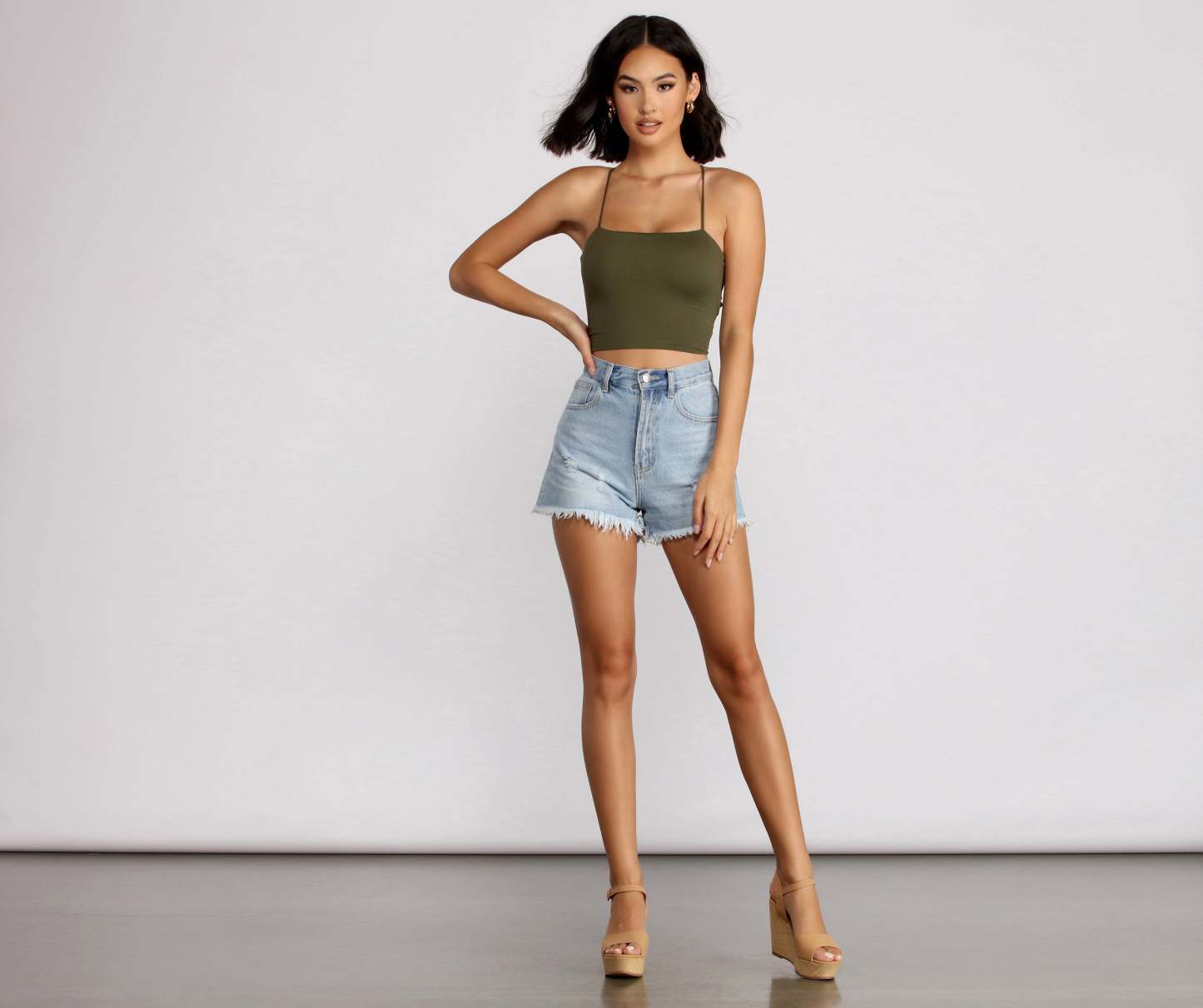 Step Up Crop Lace-Up Top - Lady Occasions
