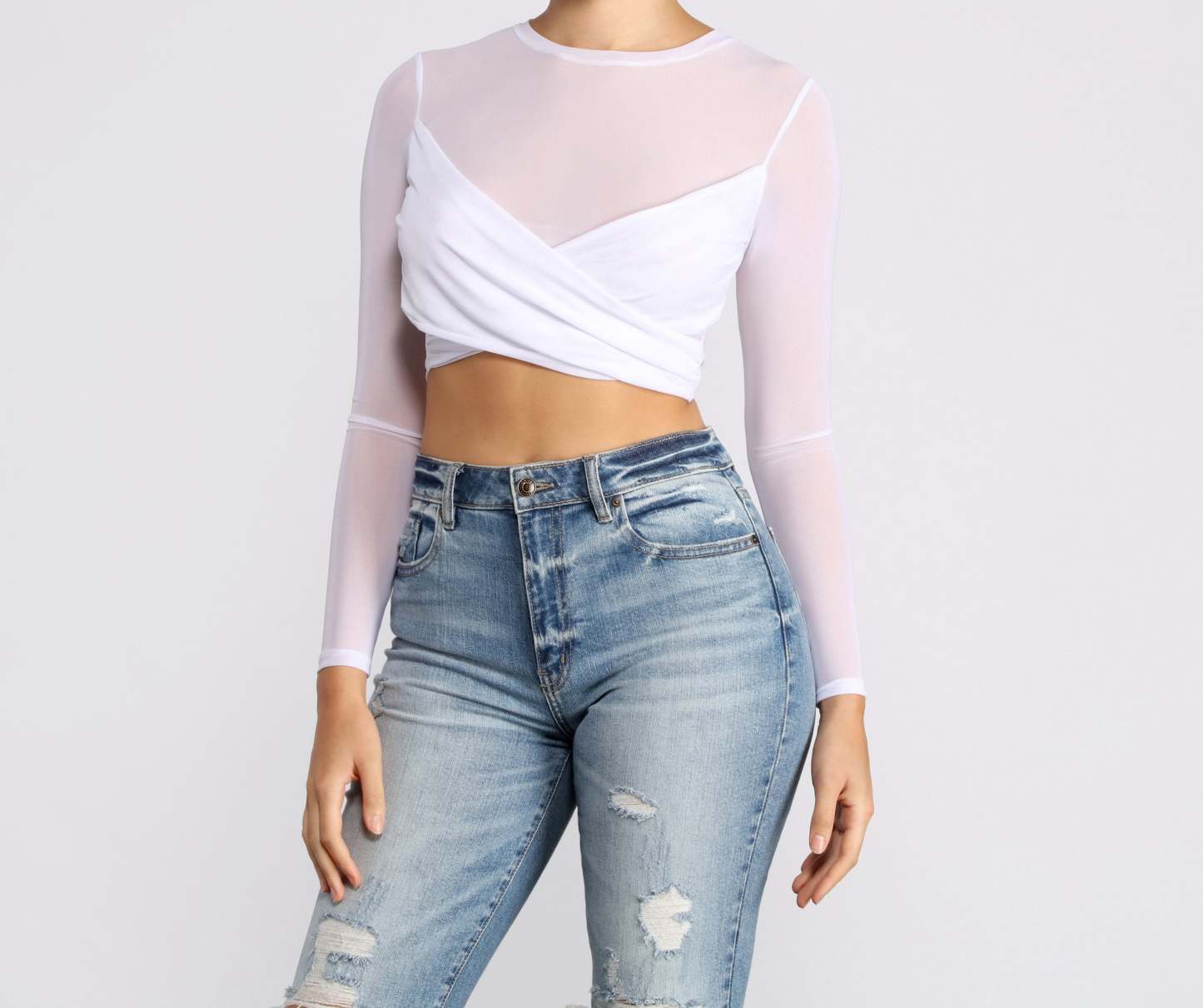 All Eyes on You Mesh Crop Top - Lady Occasions