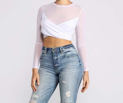 All Eyes on You Mesh Crop Top - Lady Occasions