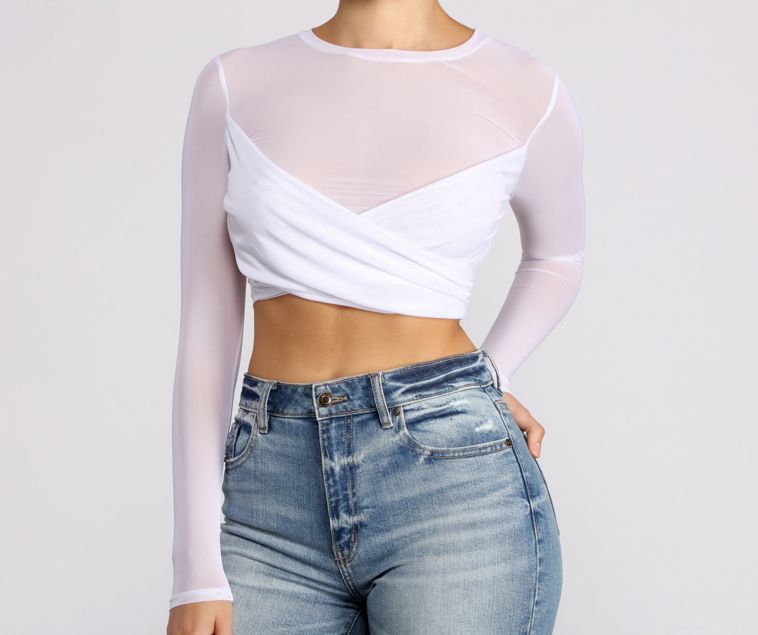All Eyes on You Mesh Crop Top - Lady Occasions