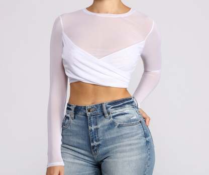 All Eyes on You Mesh Crop Top - Lady Occasions