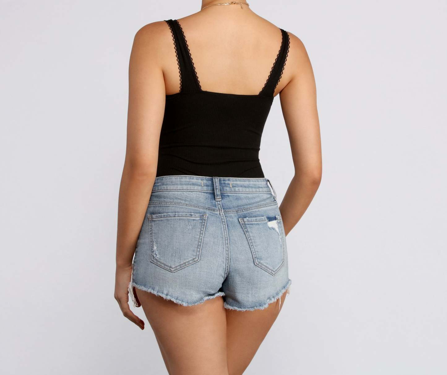 Ribbed Scallop Trim Bodysuit - Lady Occasions