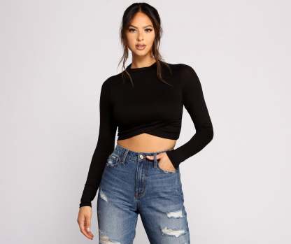 Stylish Stunner Crepe Knit Crop Top - Lady Occasions