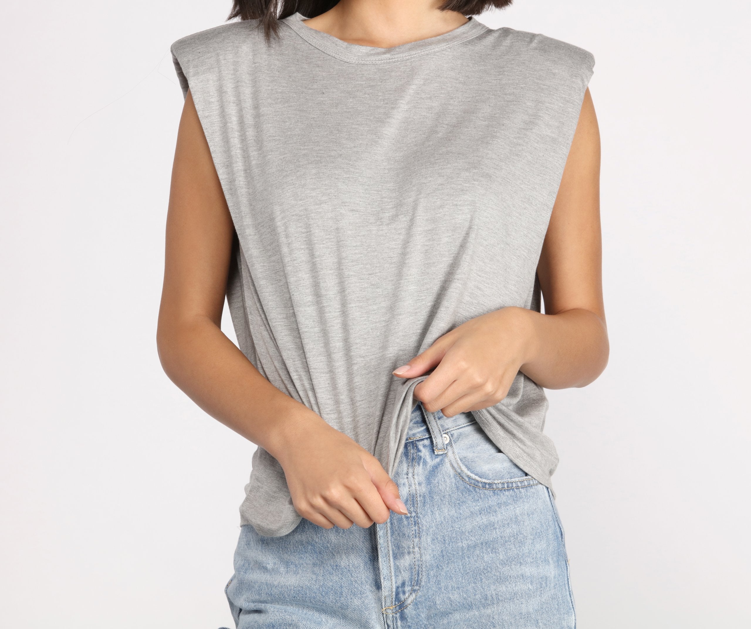 Crew Neck Basic Muscle Tee - Lady Occasions