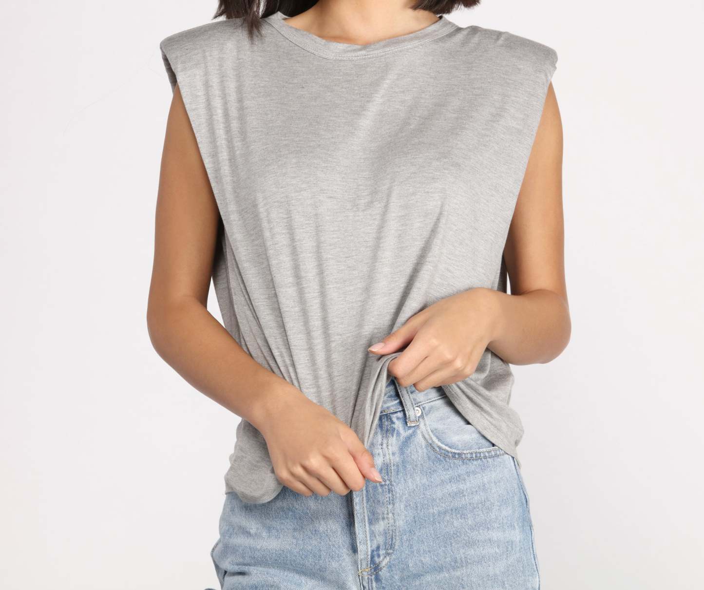Crew Neck Basic Muscle Tee - Lady Occasions